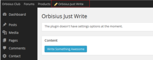 wordpress plugin orbisius just write top wp admin bar