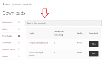 Orbisius Downloads Filter for WooCommerce Search Box